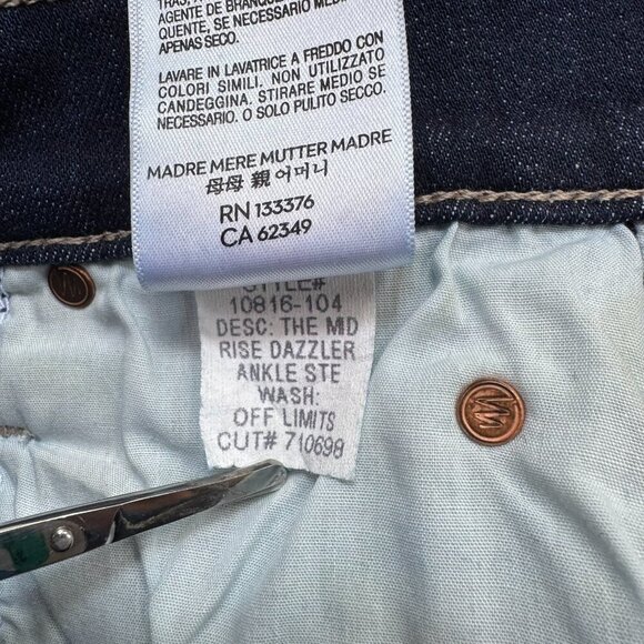 New MOTHER Mid Rise Dazzler Ankle Jeans Straight Leg Denim Off Limits Blue 25 - Picture 9 of 14